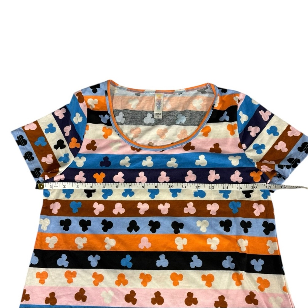 Disney LuLaRoe Classic Tee Mickey Mouse Striped XS Multicolor Top NWT Disneycore - Picture 5 of 7